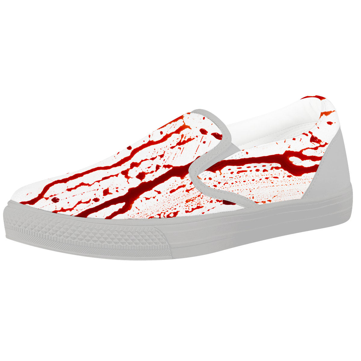 Blood Drip Print White Slip On Shoes-grizzshop