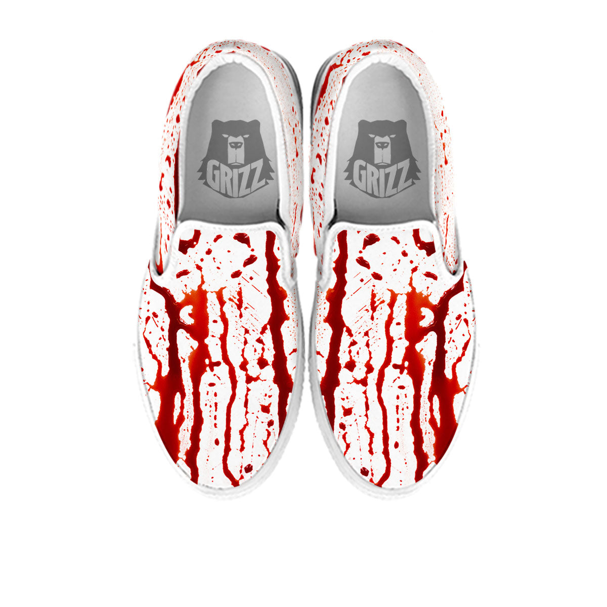 Blood Drip Print White Slip On Shoes-grizzshop
