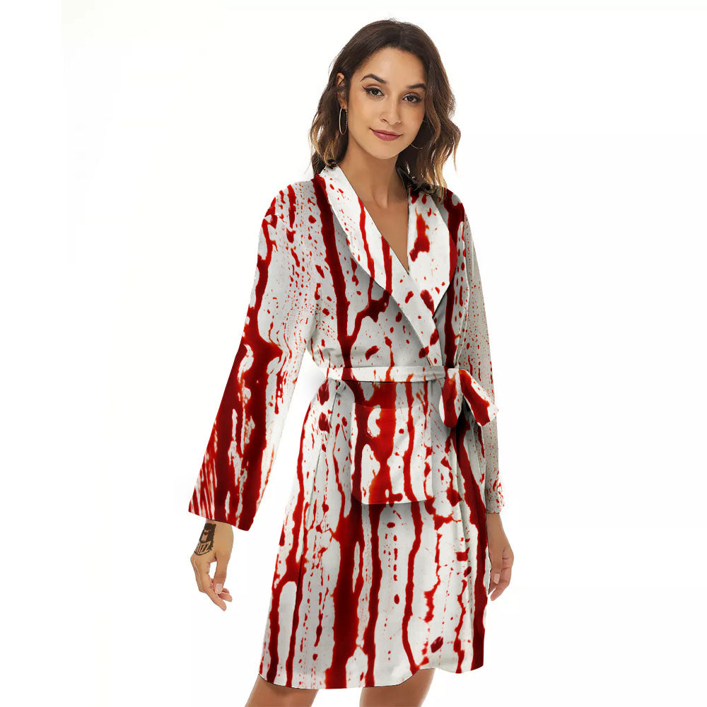 Blood Drip Print Women's Robe-grizzshop