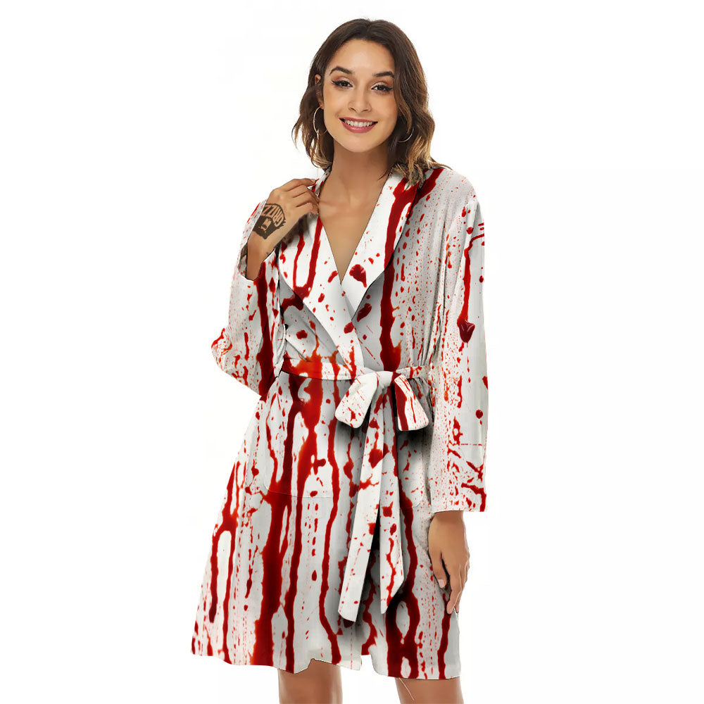 Blood Drip Print Women's Robe-grizzshop