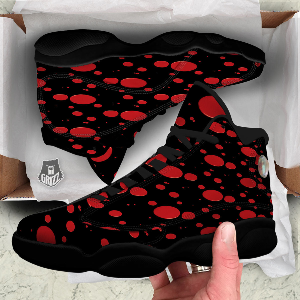 Blood Drop Red Print Pattern Black Basketball Shoes-grizzshop