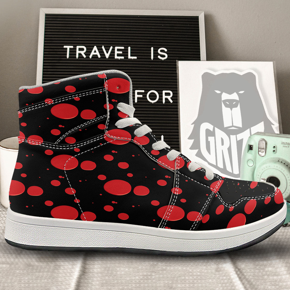 Blood Drop Red Print Pattern High Top Sneakers-grizzshop