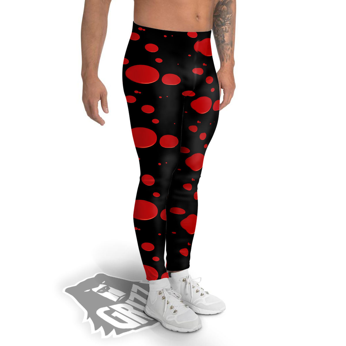 Blood Drop Red Print Pattern Men's Leggings-grizzshop