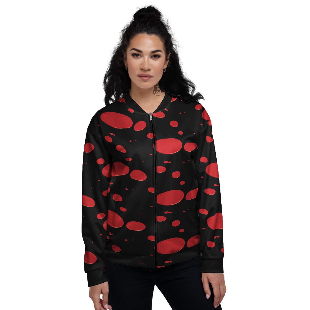 Blood Drop Red Print Pattern Women's Bomber Jacket-grizzshop