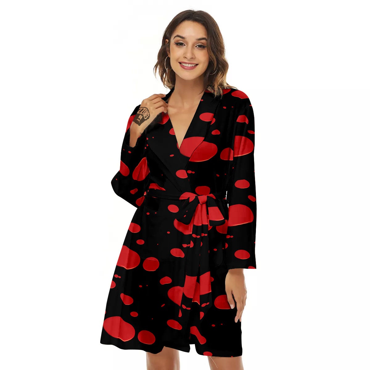 Blood Drop Red Print Pattern Women's Robe-grizzshop