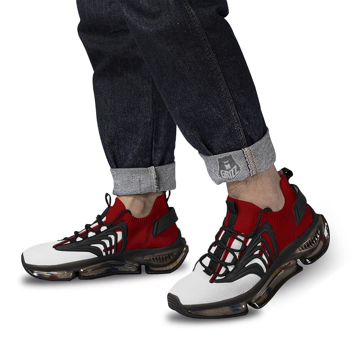 Blood Flowing Red Print Black Gym Shoes-grizzshop