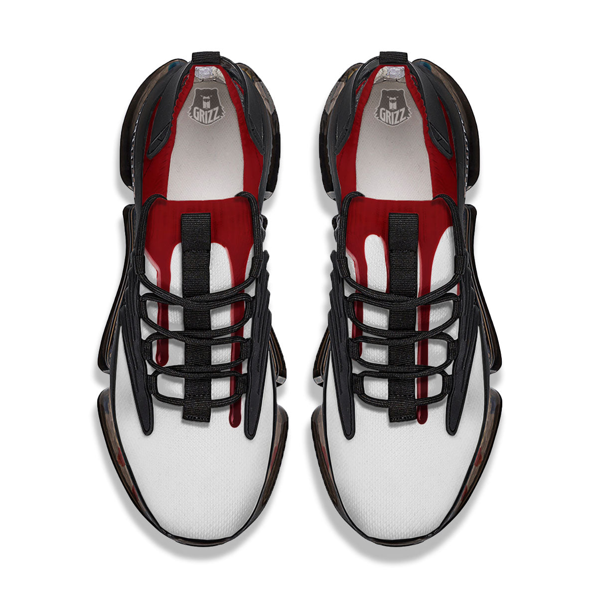 Blood Flowing Red Print Black Gym Shoes-grizzshop