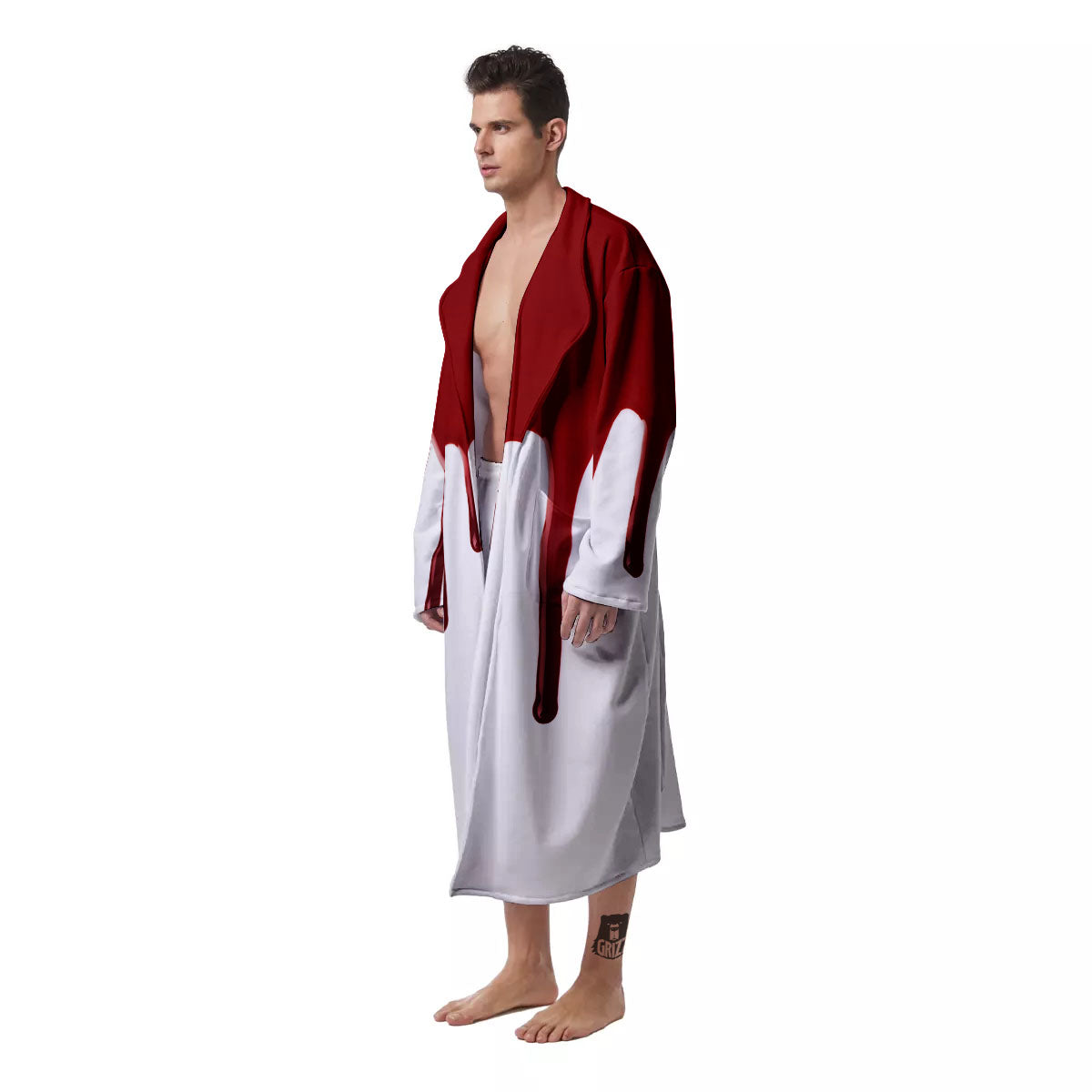 Blood Flowing Red Print Men's Robe-grizzshop