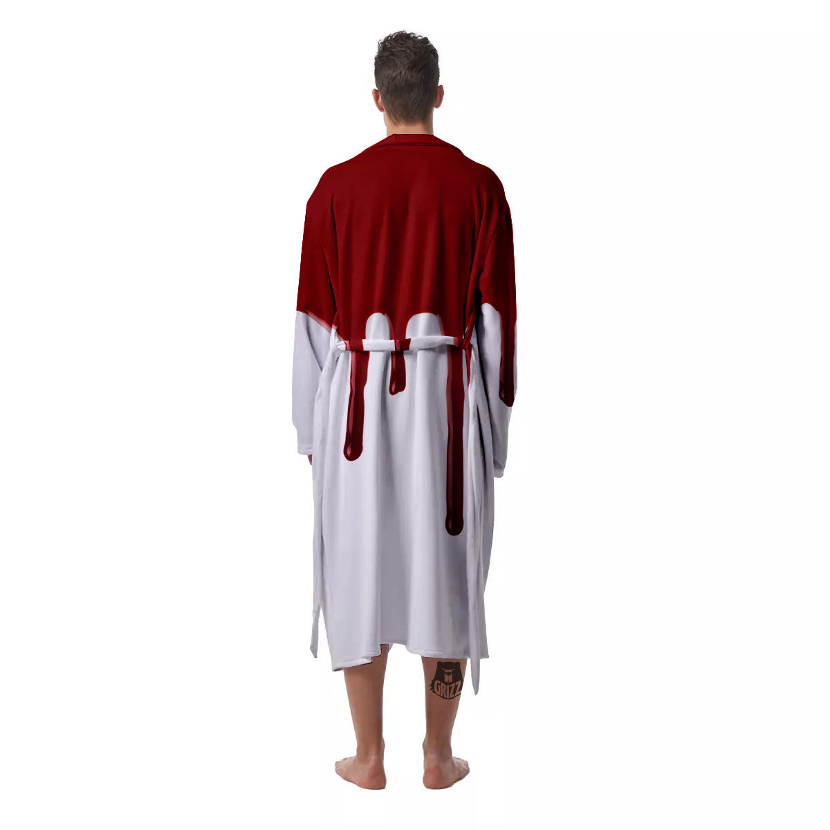 Blood Flowing Red Print Men's Robe-grizzshop