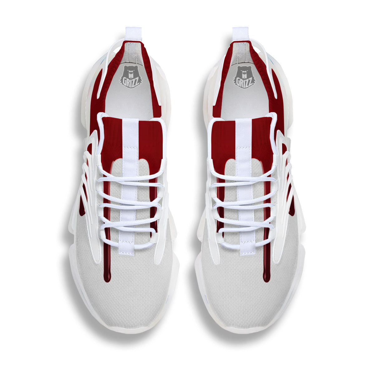 Blood Flowing Red Print White Gym Shoes-grizzshop