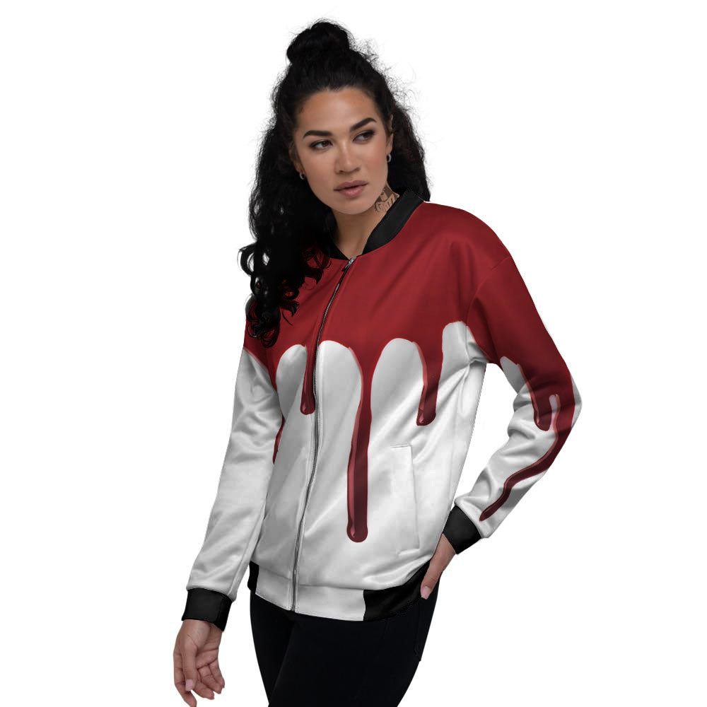 Blood Flowing Red Print Women's Bomber Jacket-grizzshop
