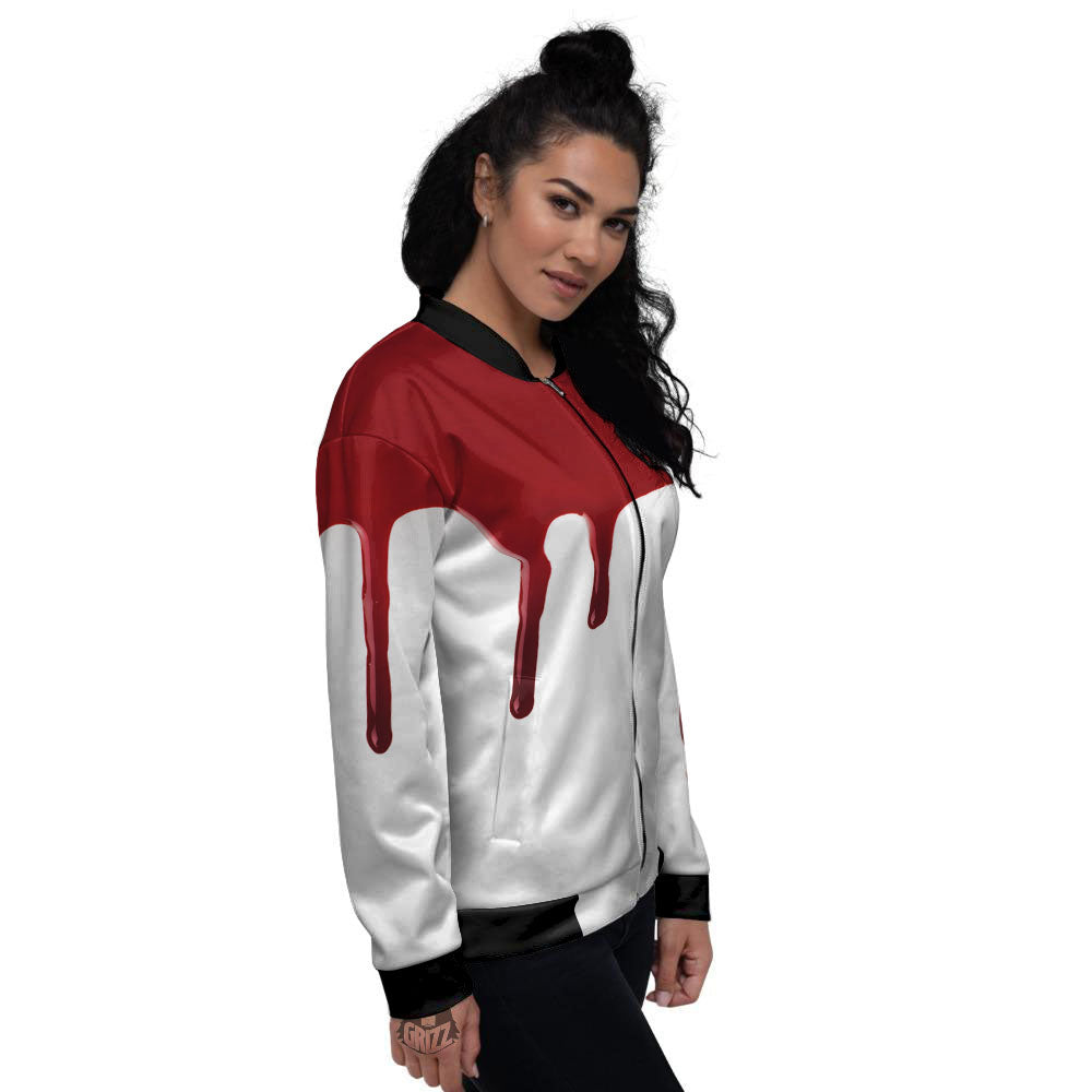 Blood Flowing Red Print Women's Bomber Jacket-grizzshop