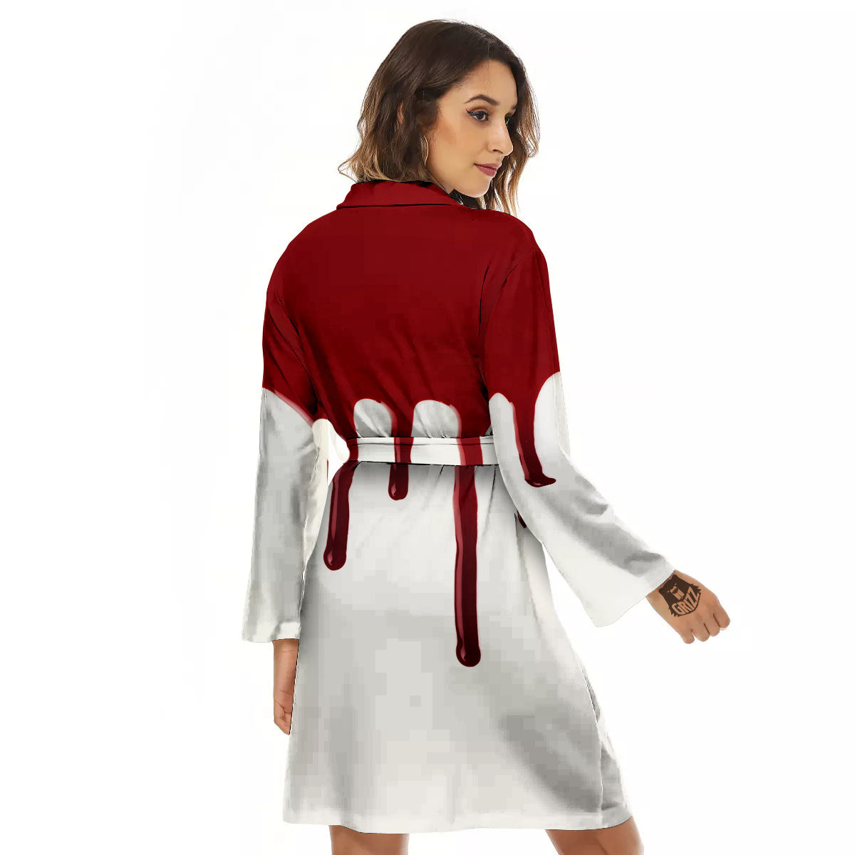 Blood Flowing Red Print Women's Robe-grizzshop