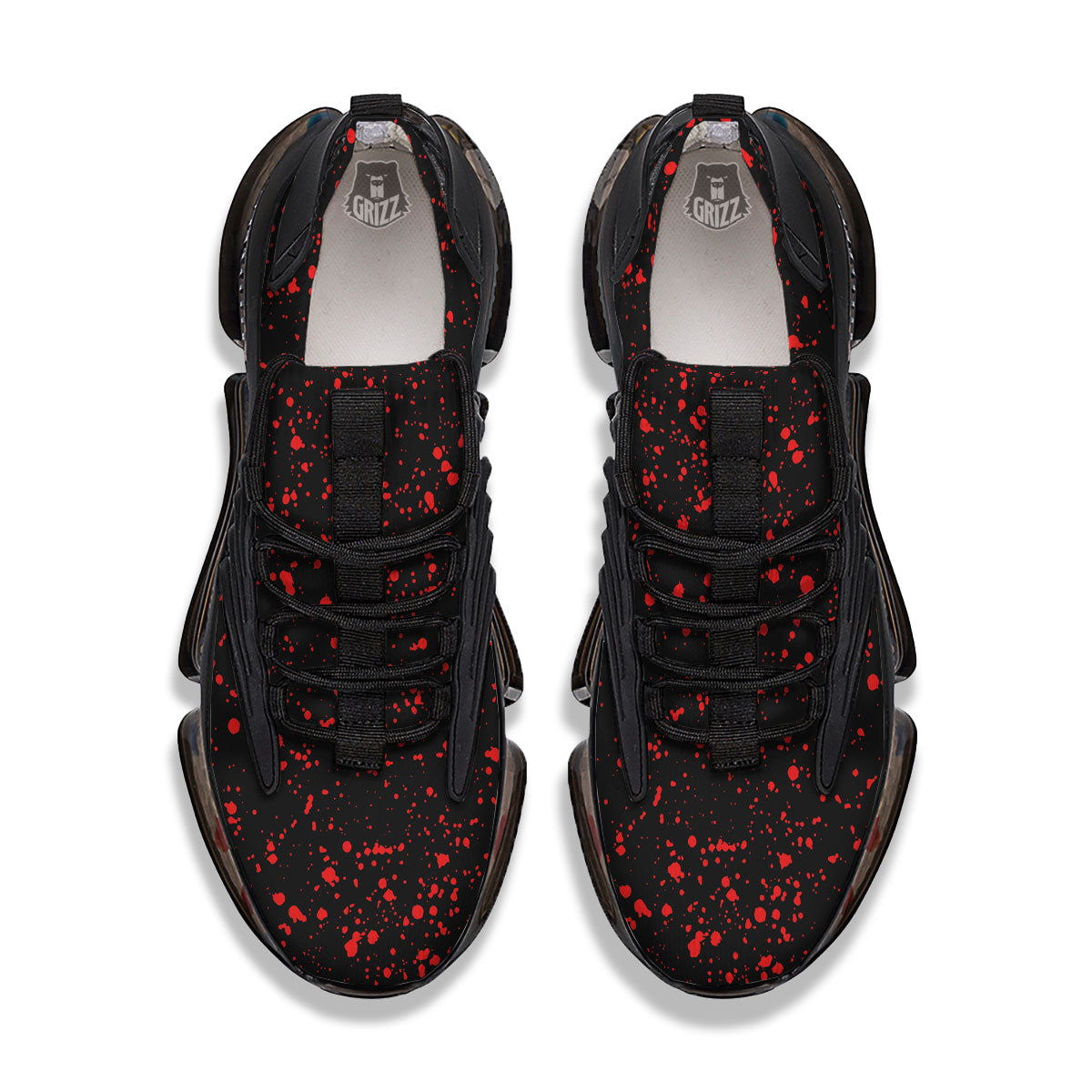 Blood Red Print Pattern Black Gym Shoes-grizzshop