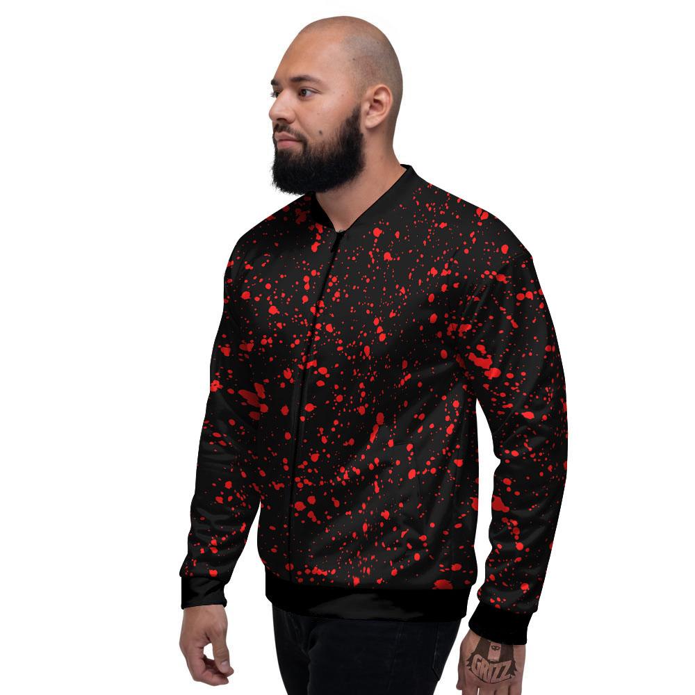 Blood Red Print Pattern Men's Bomber Jacket-grizzshop