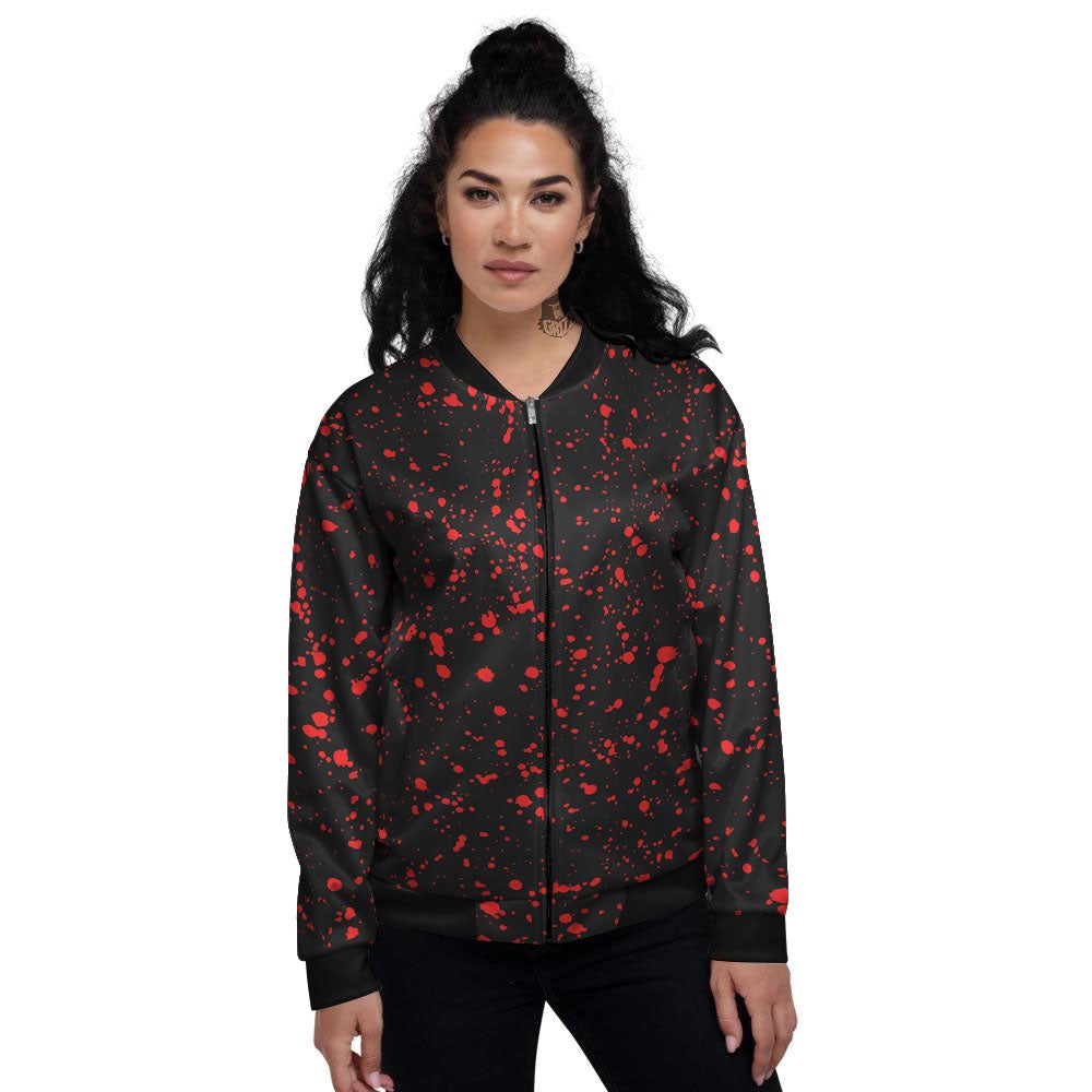 Blood Red Print Pattern Women's Bomber Jacket-grizzshop