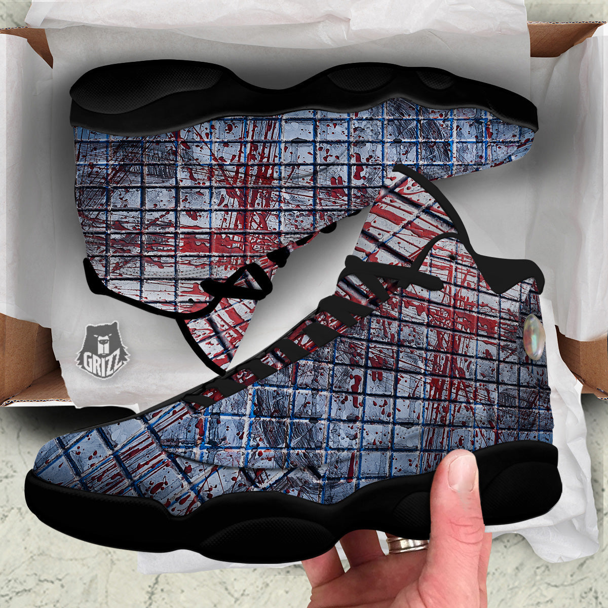 Blood Room Bloody Print Black Basketball Shoes-grizzshop