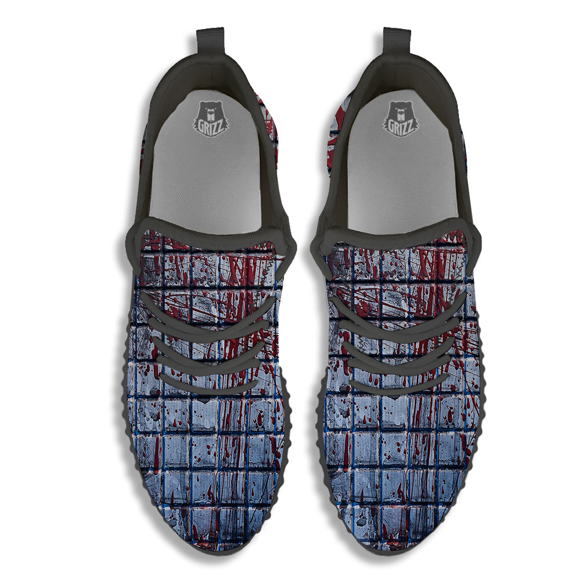 Blood Room Bloody Print Black Walking Shoes-grizzshop