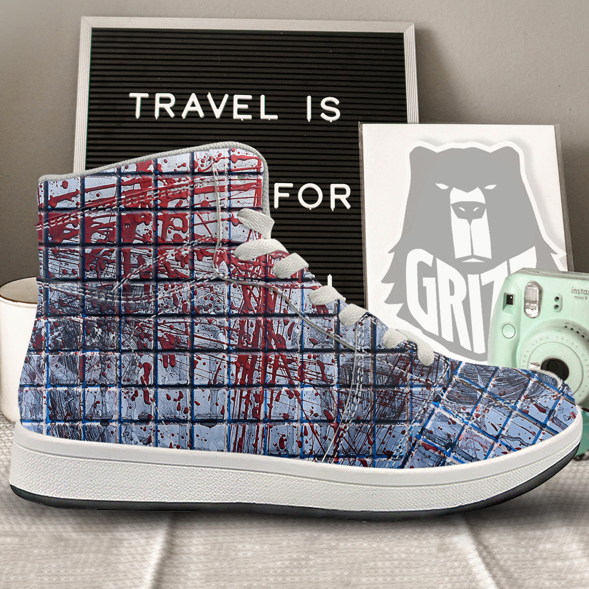 Blood Room Bloody Print High Top Sneakers-grizzshop