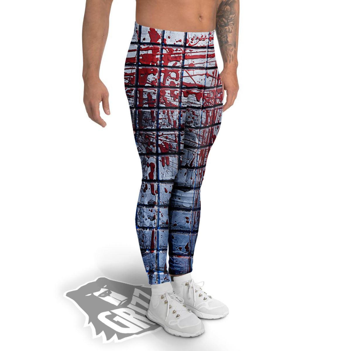 Blood Room Bloody Print Men's Leggings-grizzshop