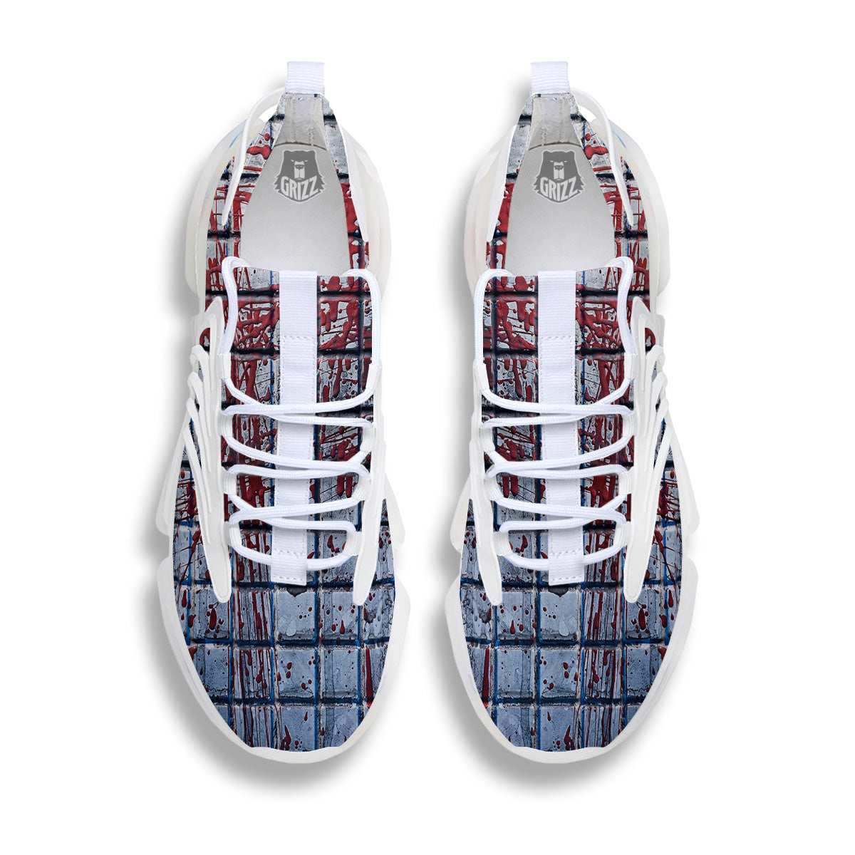 Blood Room Bloody Print White Gym Shoes-grizzshop