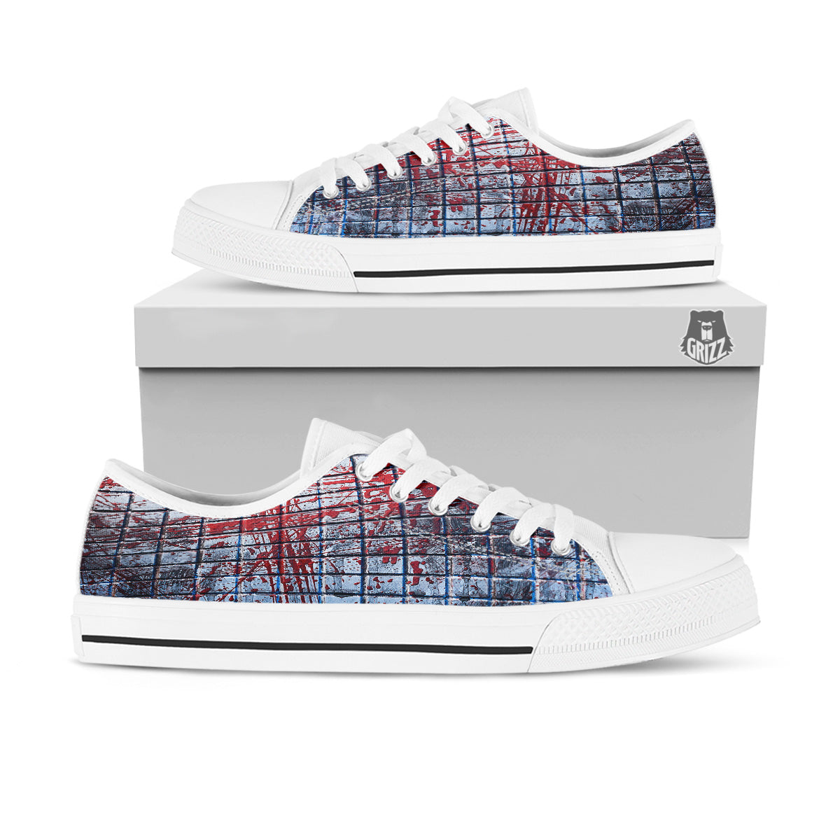 Blood Room Bloody Print White Low Top Shoes-grizzshop