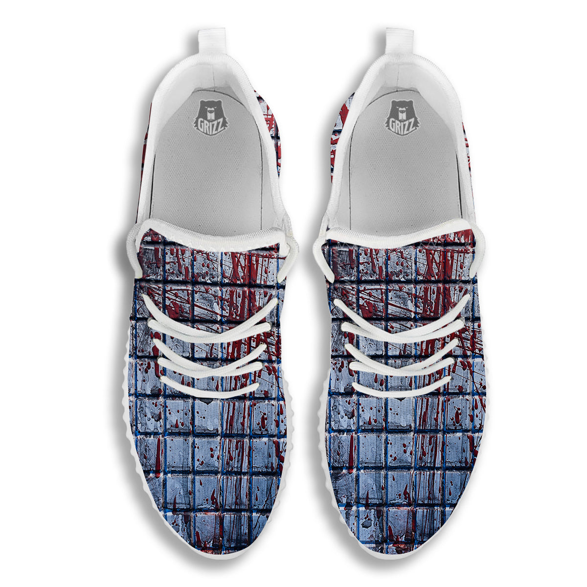 Blood Room Bloody Print White Walking Shoes-grizzshop