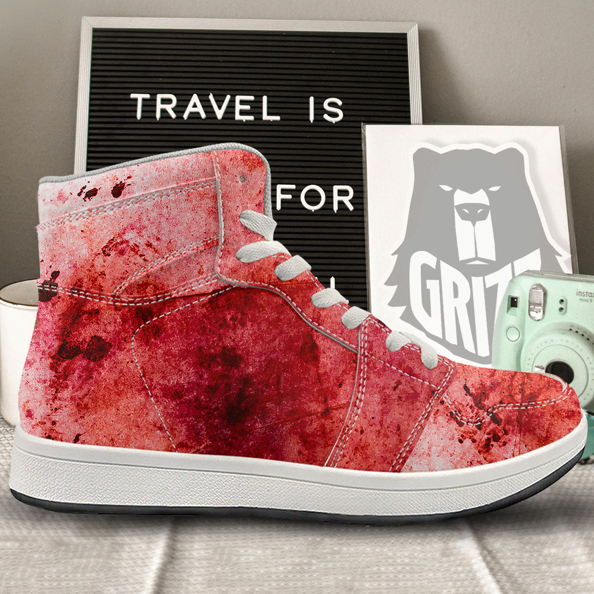 Blood Stains Red Print High Top Sneakers-grizzshop