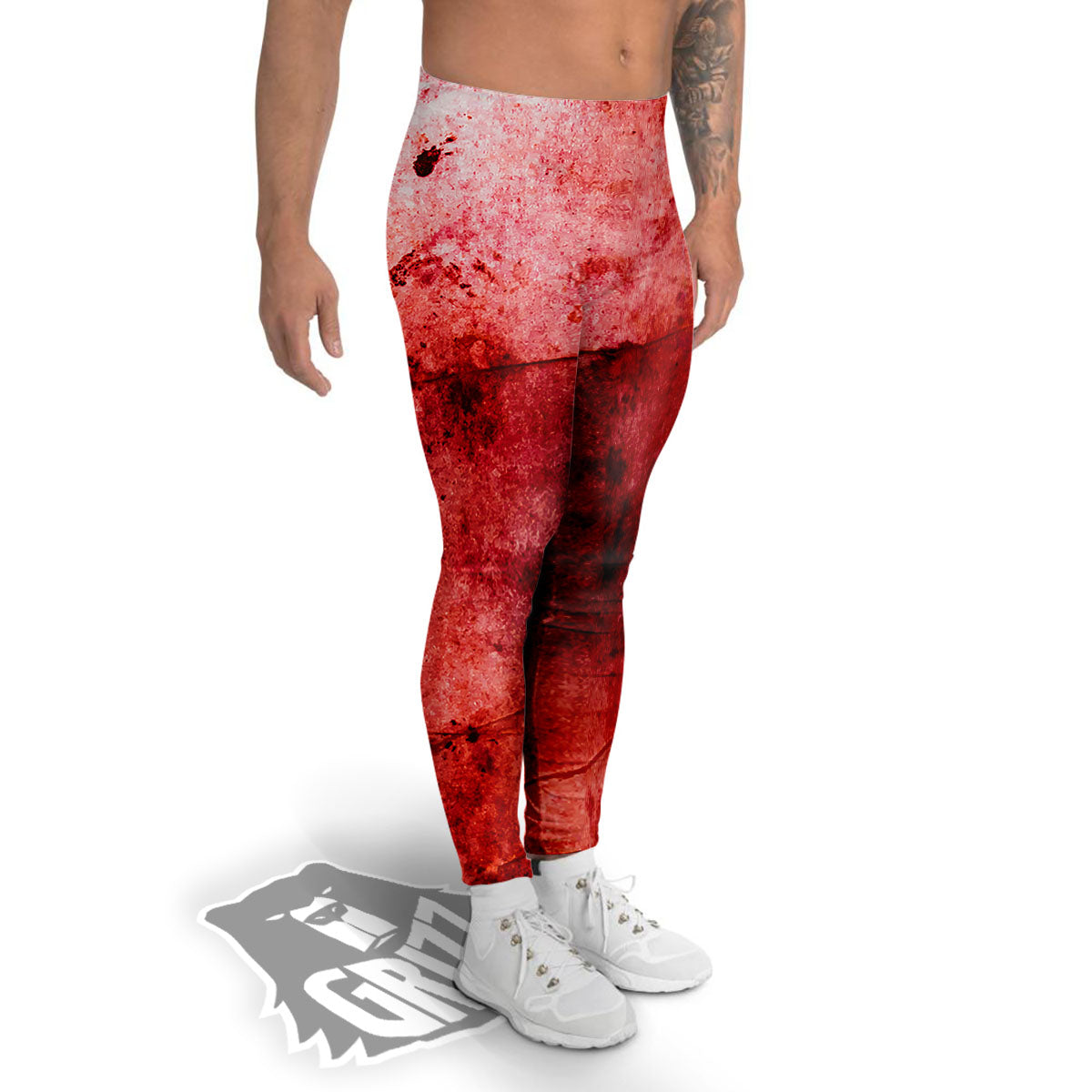 Blood Stains Red Print Men's Leggings-grizzshop