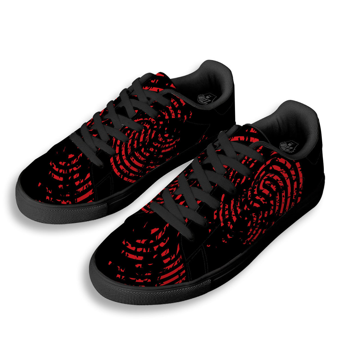 Bloody Finger Red Print Black Low Top Sneakers-grizzshop