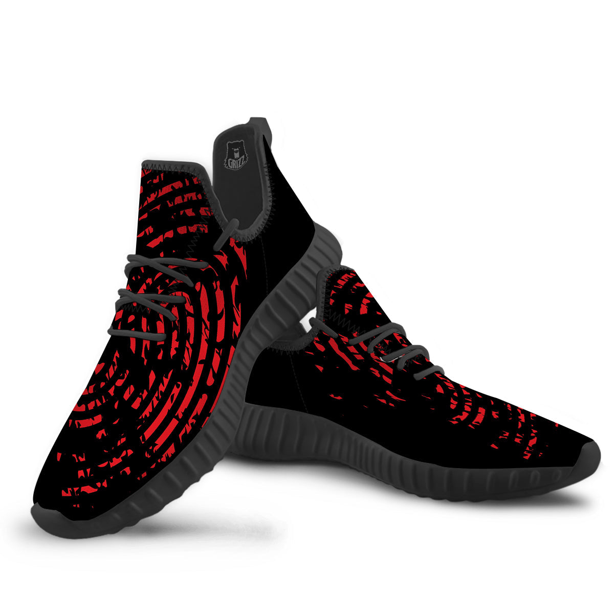 Bloody Finger Red Print Black Walking Shoes-grizzshop