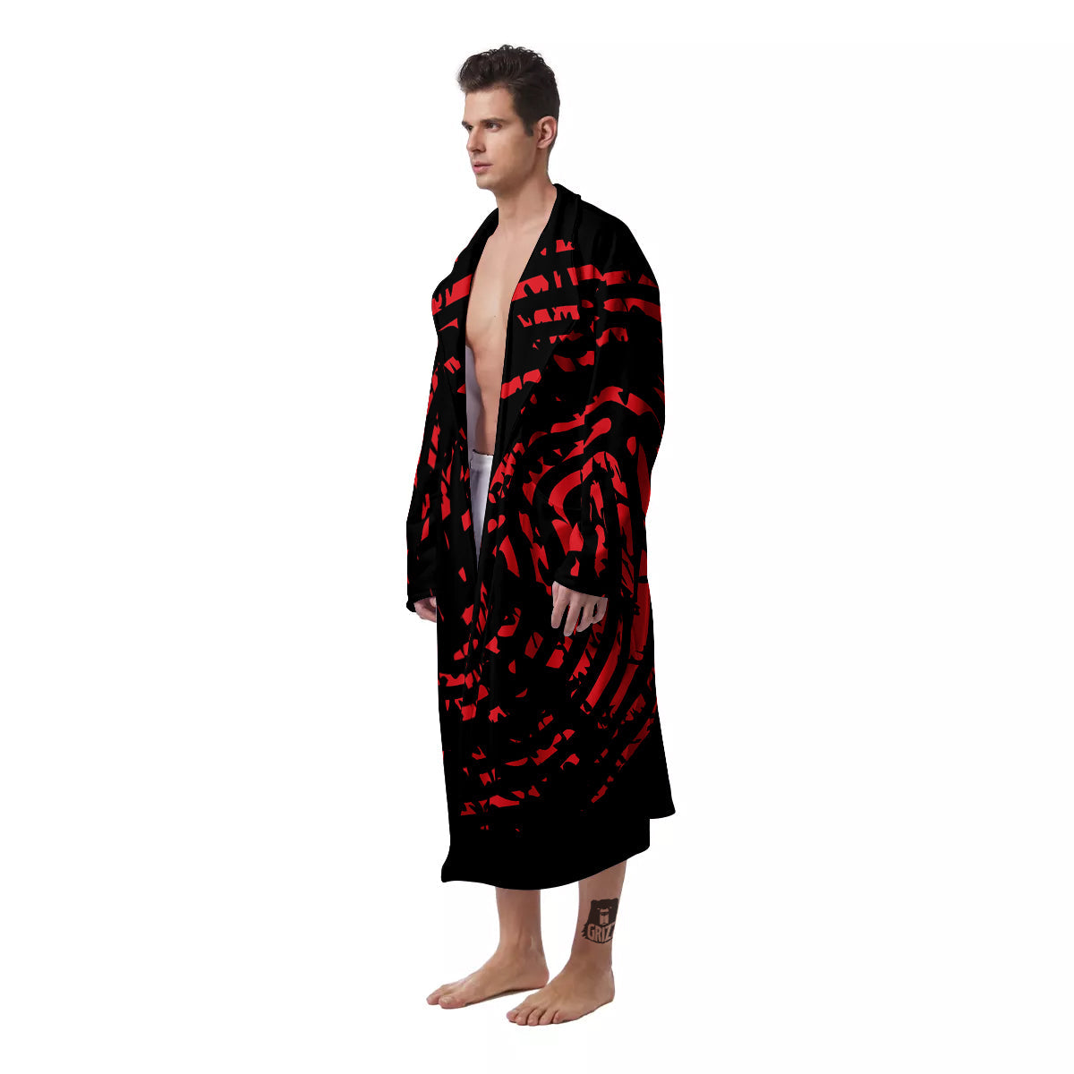 Bloody Finger Red Print Men's Robe-grizzshop
