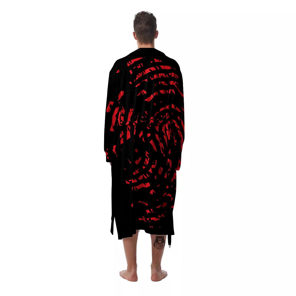 Bloody Finger Red Print Men's Robe-grizzshop
