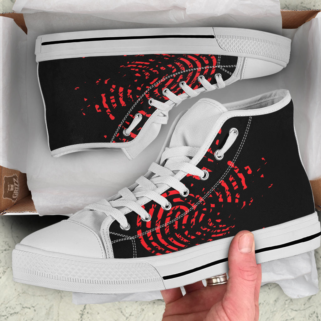 Bloody Finger Red Print White High Top Shoes-grizzshop