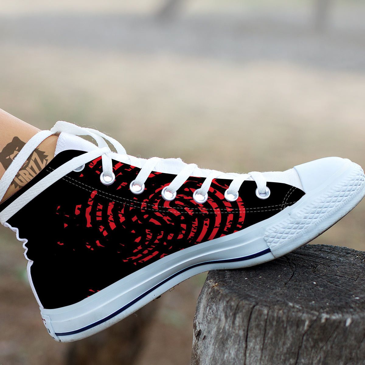Bloody Finger Red Print White High Top Shoes-grizzshop