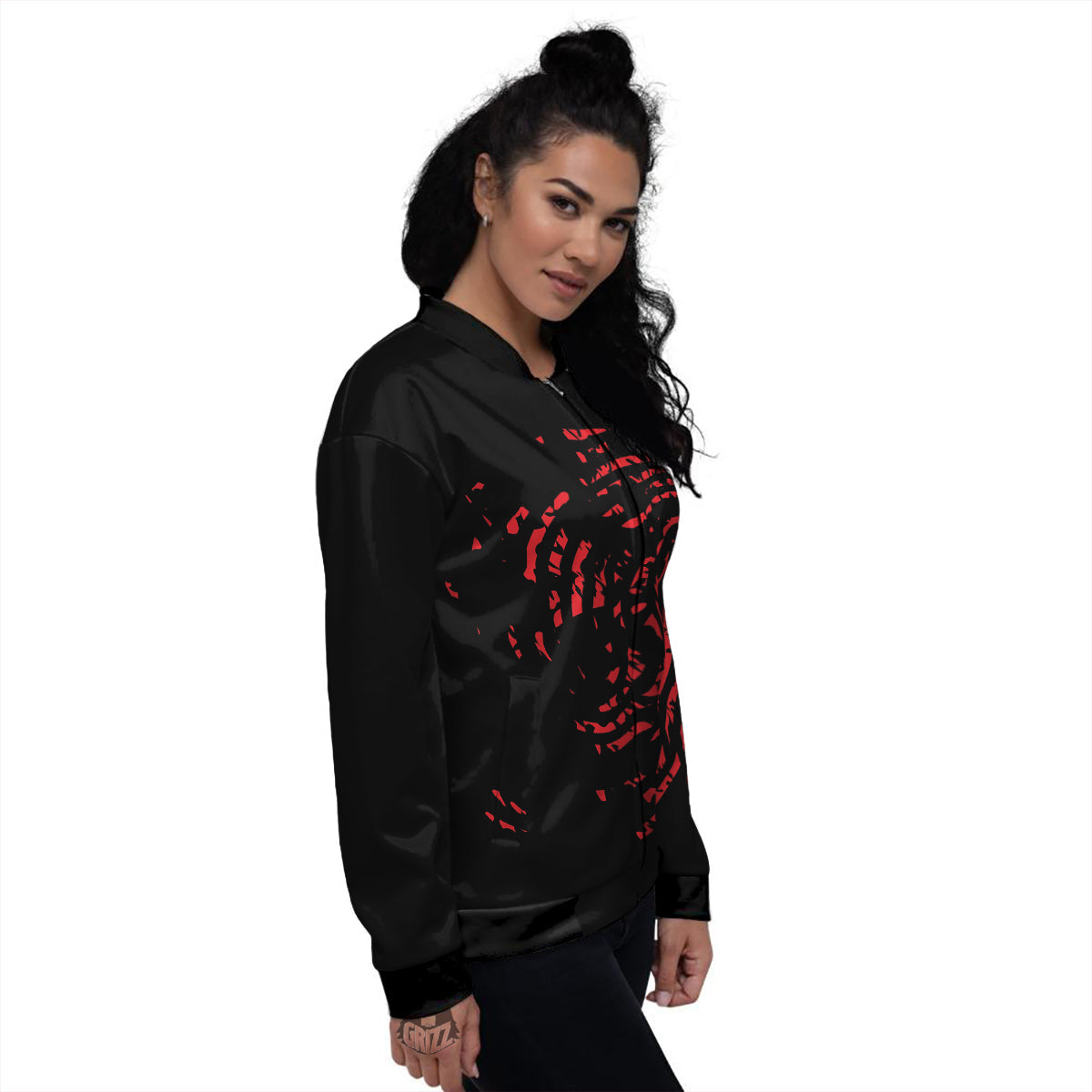 Bloody Finger Red Print Women's Bomber Jacket-grizzshop