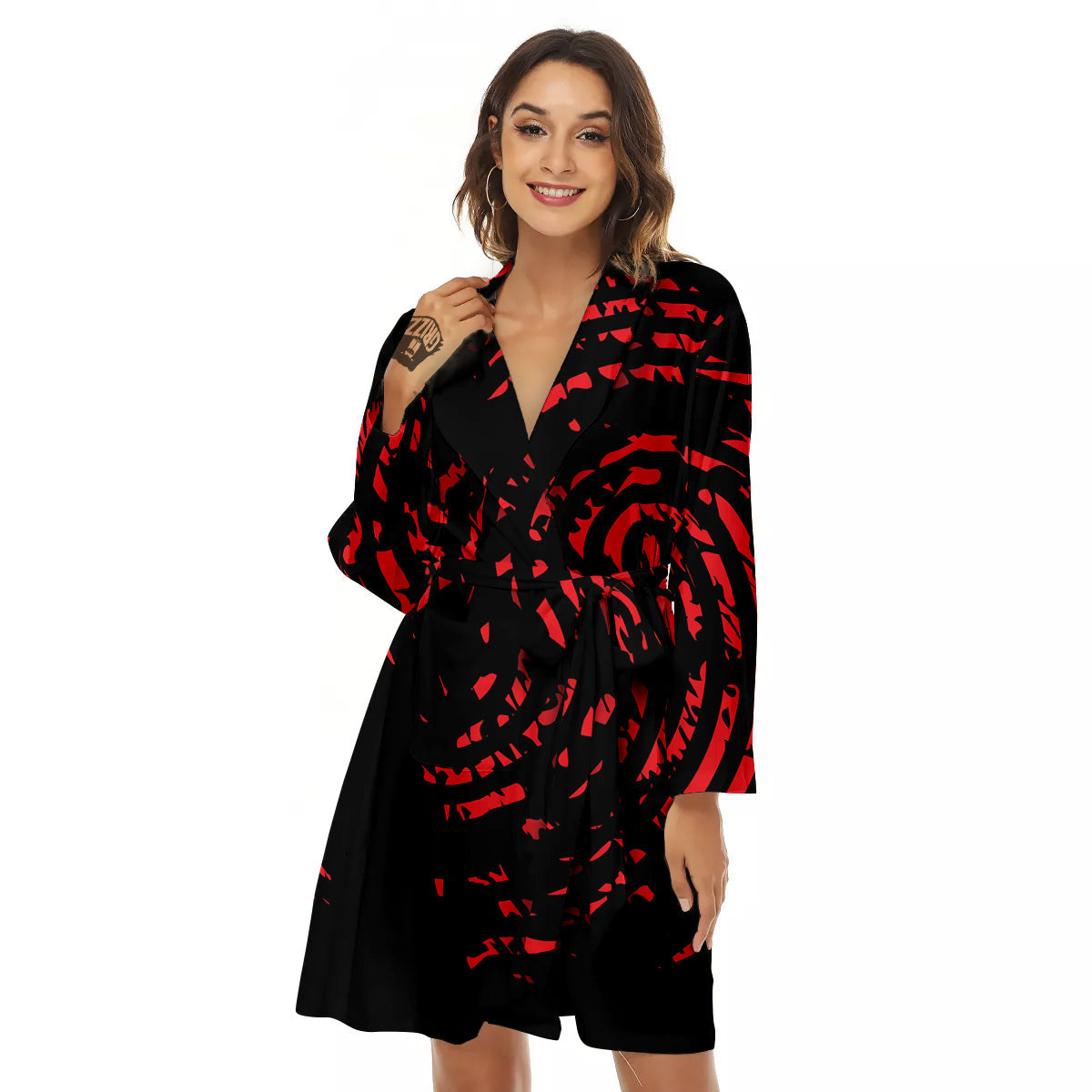 Bloody Finger Red Print Women's Robe-grizzshop