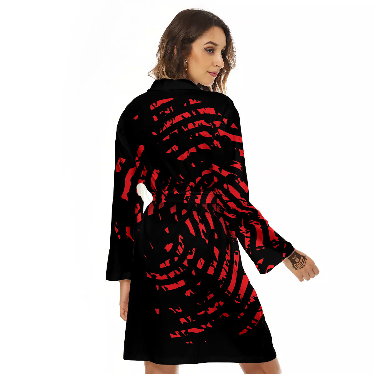 Bloody Finger Red Print Women's Robe-grizzshop