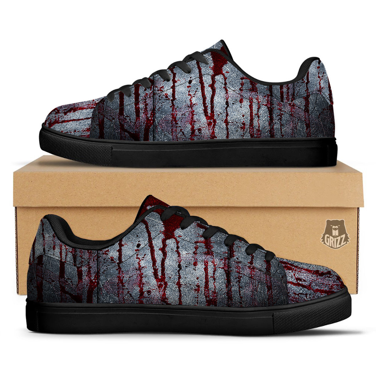 Bloody Metal Wall Print Black Low Top Sneakers-grizzshop