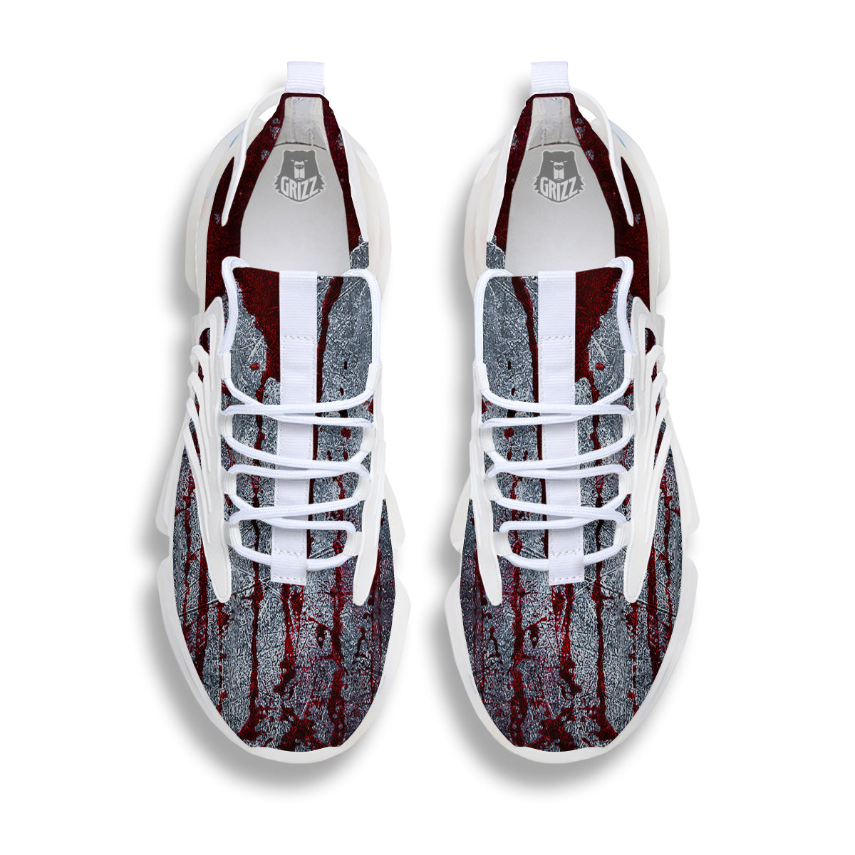 Bloody Metal Wall Print White Gym Shoes-grizzshop