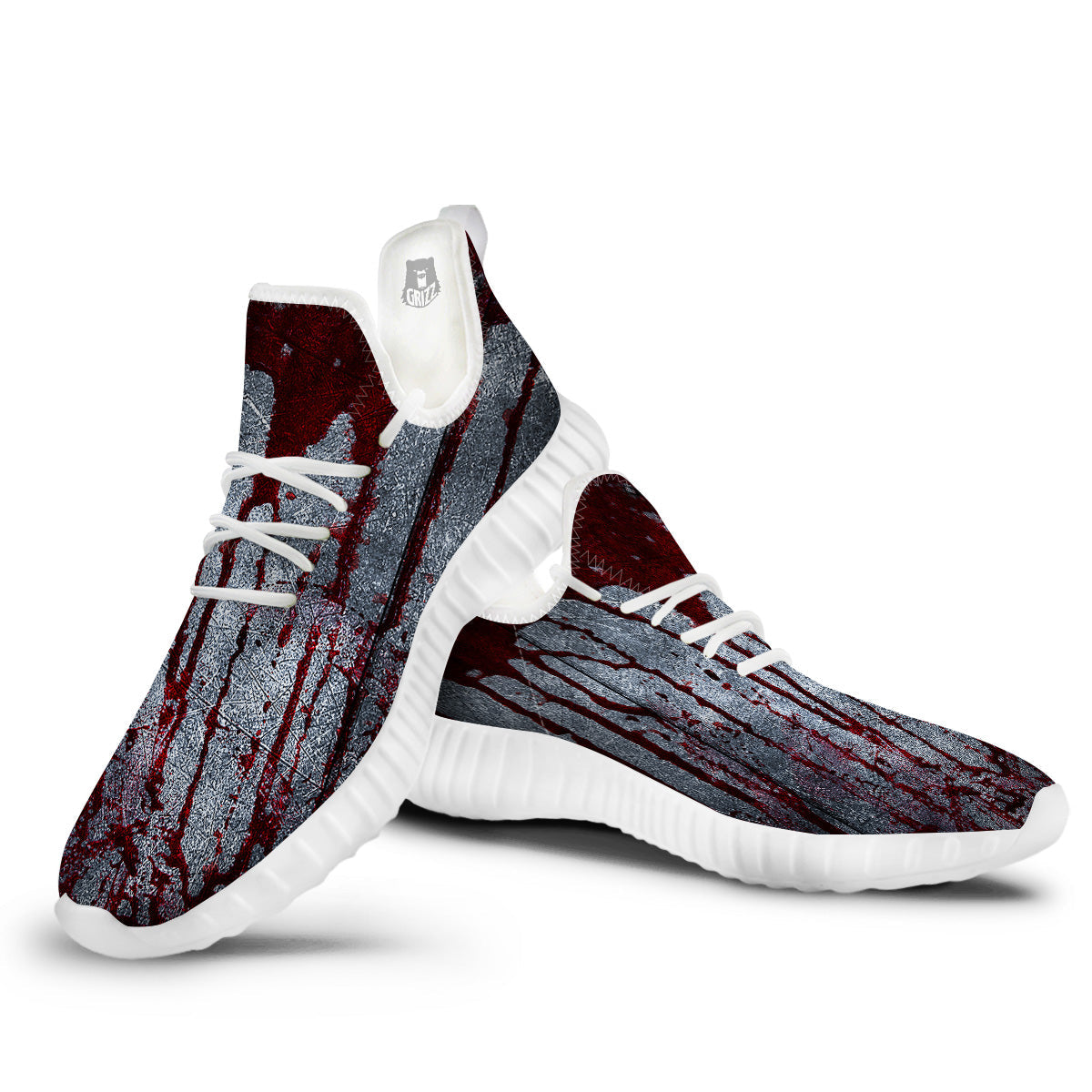 Bloody Metal Wall Print White Walking Shoes-grizzshop