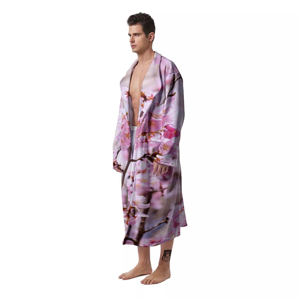 Blossom Spring Cherry Print Men's Robe-grizzshop