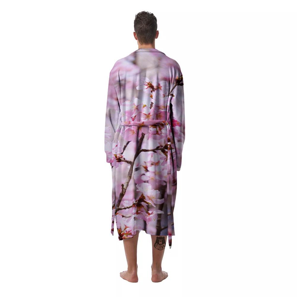 Blossom Spring Cherry Print Men's Robe-grizzshop