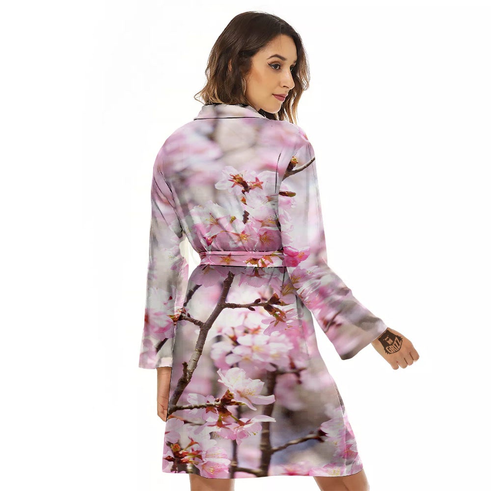 Blossom Spring Cherry Print Women's Robe-grizzshop