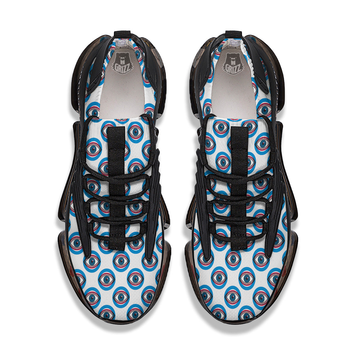 Blue Abstract Ophthalmology Print Pattern Black Gym Shoes-grizzshop