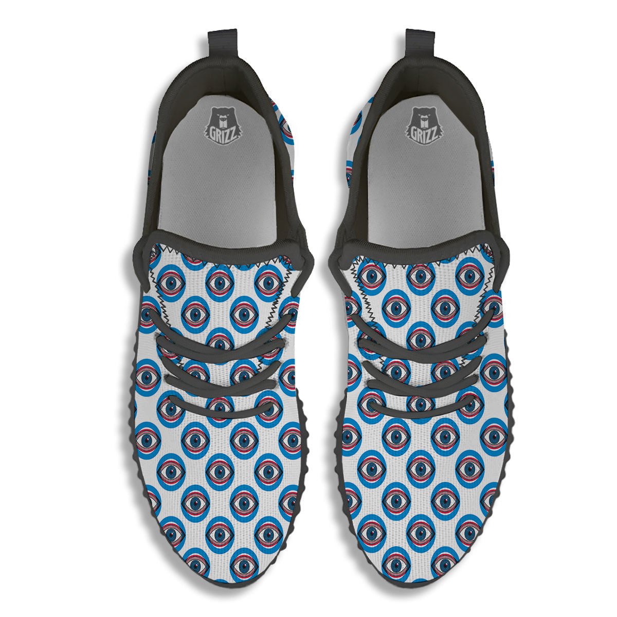 Blue Abstract Ophthalmology Print Pattern Black Walking Shoes-grizzshop