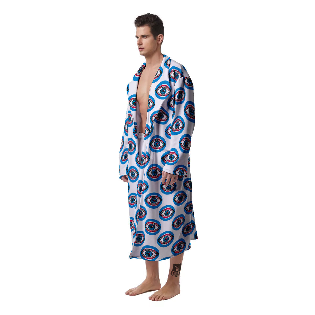 Blue Abstract Ophthalmology Print Pattern Men's Robe-grizzshop