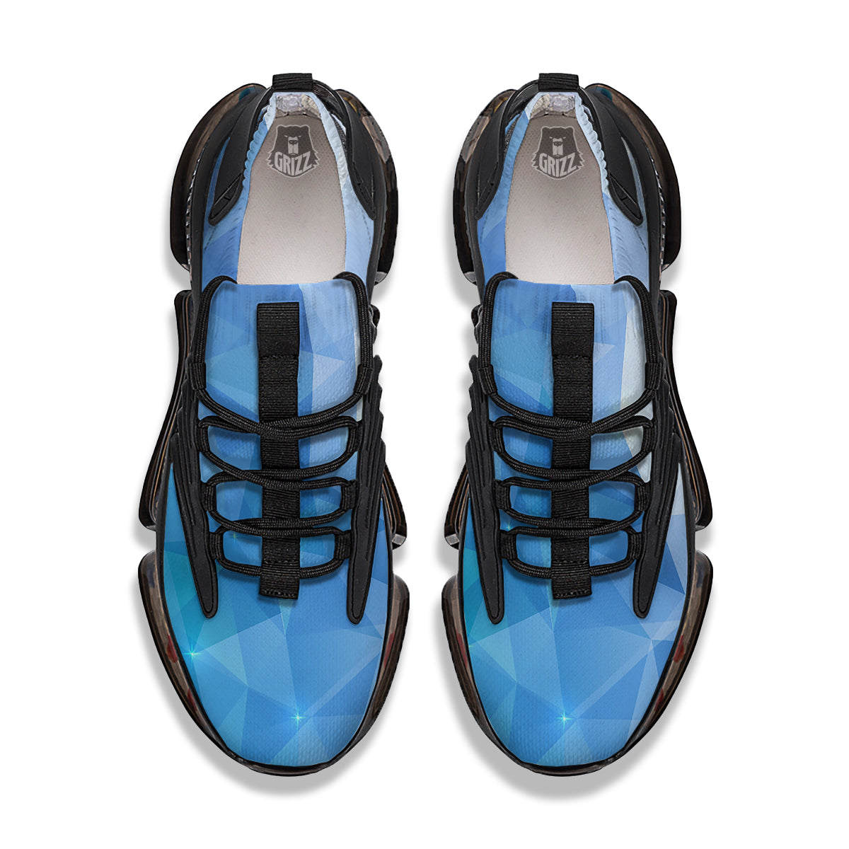 Blue Abstract Shining Ice Print Black Gym Shoes-grizzshop