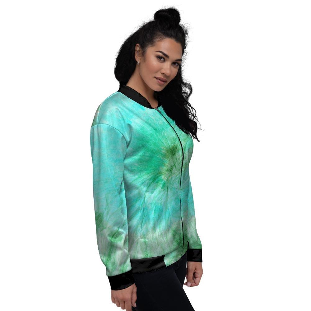 Blue And Green Tie Dye Women's Bomber Jacket-grizzshop