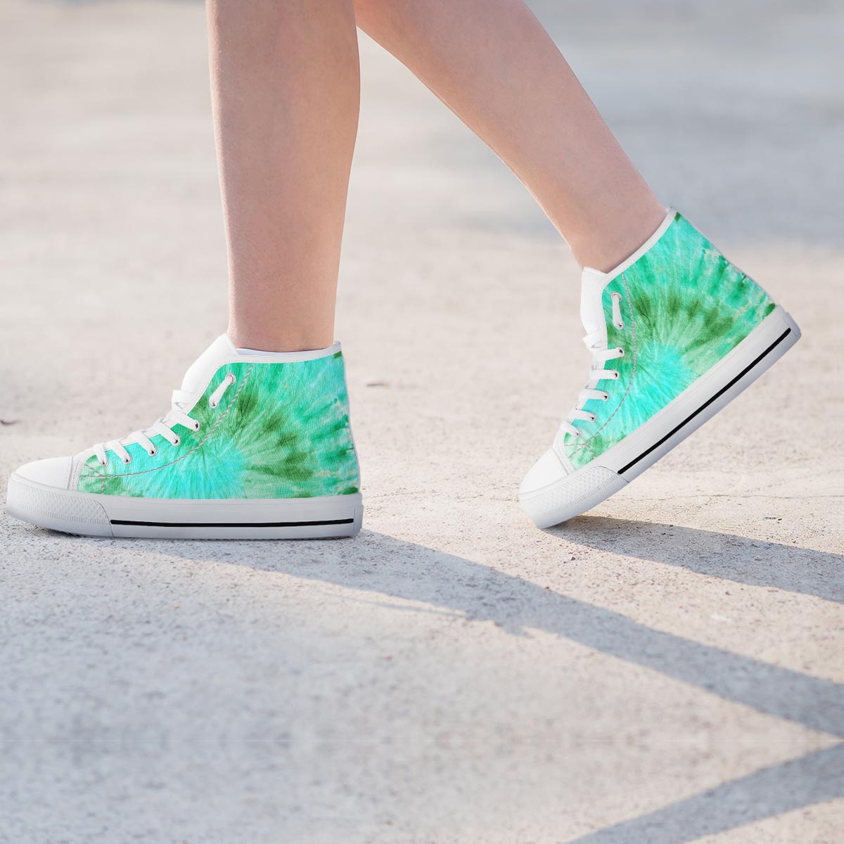 Blue And Green Tie Dye Women's High Top Shoes-grizzshop
